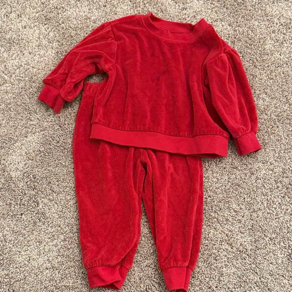 Cat & Jack Red Velour Sweatshirt and Joggers Set